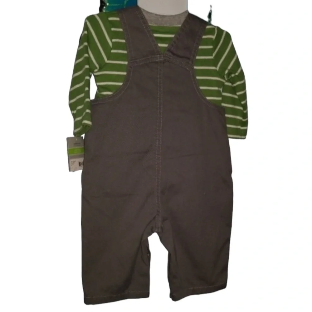NWT Carters Grey and Green overall outfit with Dog Size 3 Months